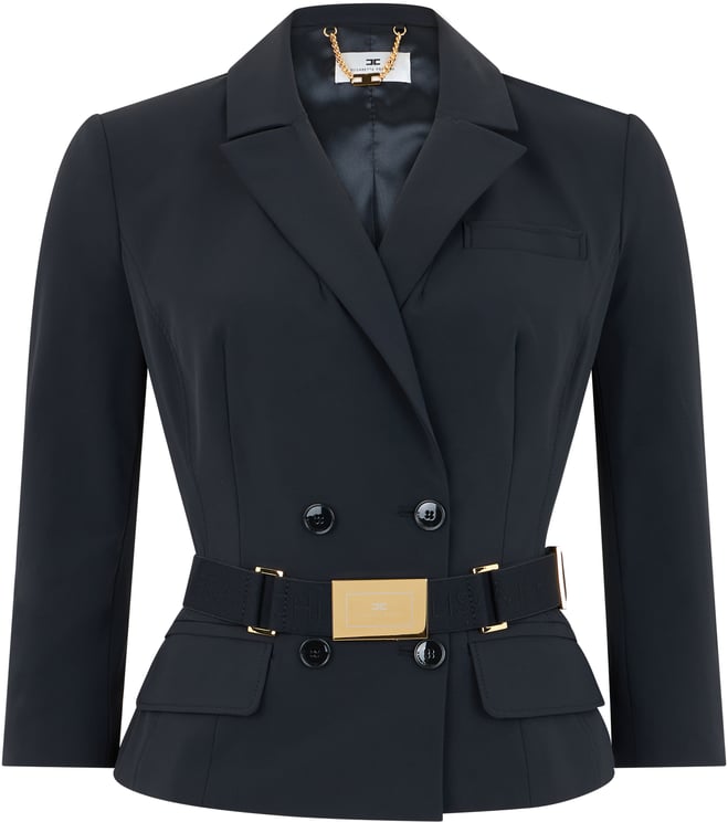 Elisabetta Franchi Stretch Fabric Jacket with Belt