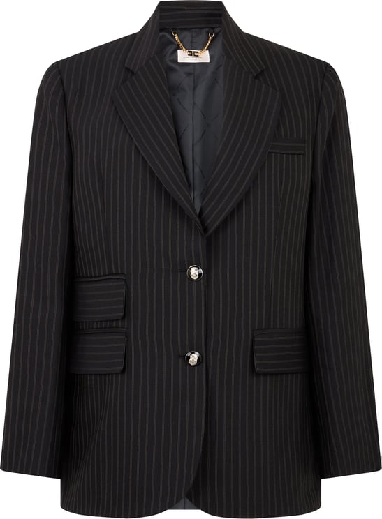 Elisabetta Franchi Wool striped fabric jacket