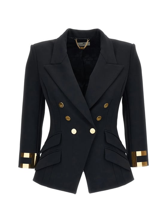 Elisabetta Franchi Tailored Black Blazer With Double-Breasted Front