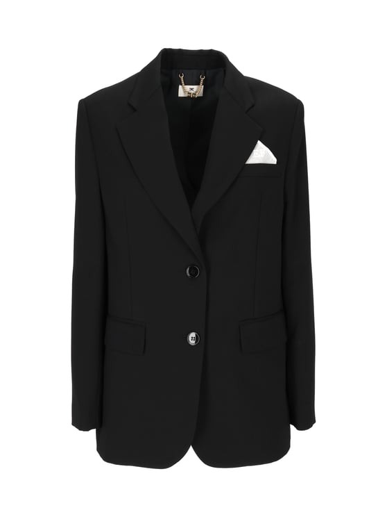 Elisabetta Franchi Refined Black Tailored Blazer With Notch Lapel
