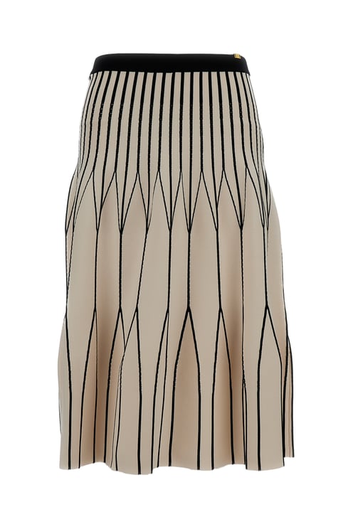 Elisabetta Franchi Beige Midi skirt in stretch knit