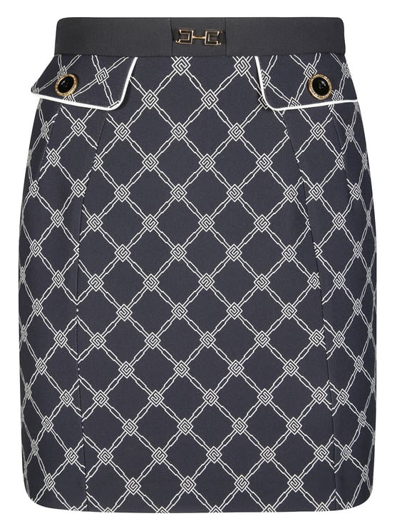 Elisabetta Franchi Mini Skirt with Geometric Chain-Link Pattern