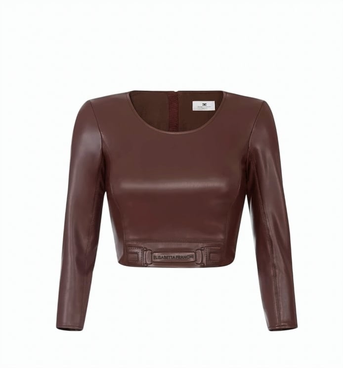 Elisabetta Franchi Nappa Effect Fabric 3/4 Sleeves Top