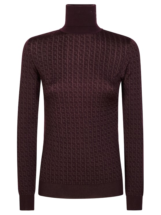 Elisabetta Franchi Fitted Turtleneck Sweater with Textured Pattern