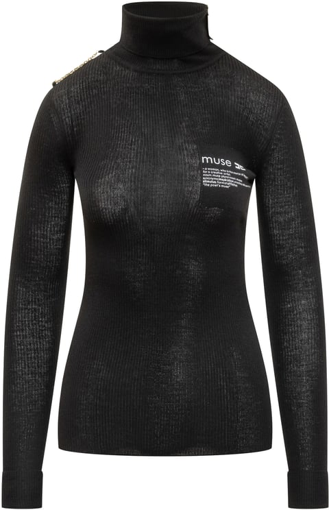 Elisabetta Franchi Elisabetta Franchi Dolcevita Nero con Logo Stampato