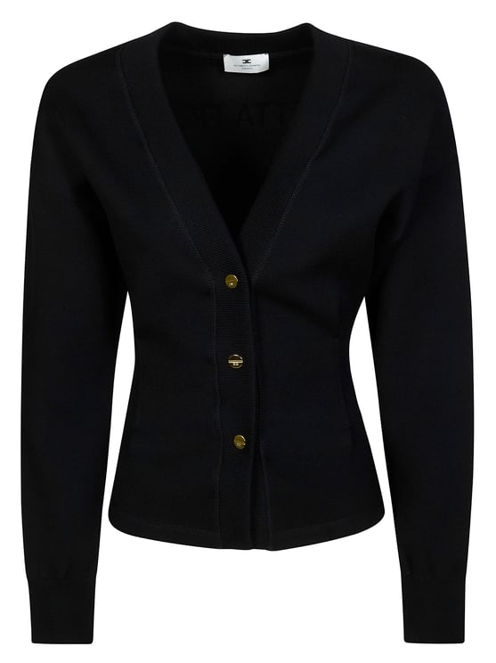 Elisabetta Franchi Fitted Black Deep V Cardigan
