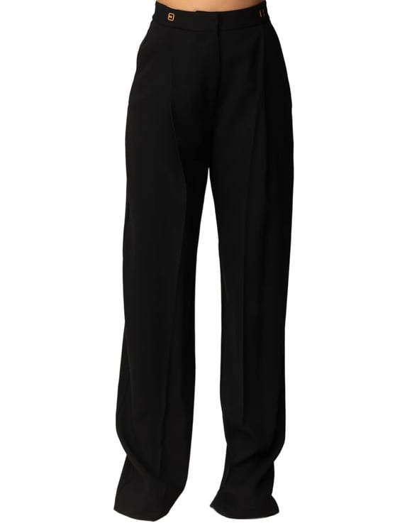 Elisabetta Franchi High Waist Wide-Leg Tailored Crease Pants