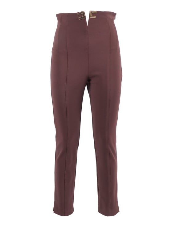 Elisabetta Franchi High Waist V Notch Straight-Leg Pants