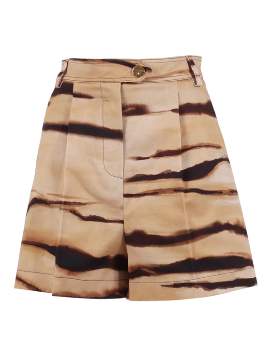 Elisabetta Franchi High Waisted Horizontal Striped Shorts