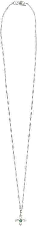 Emanuele Bicocchi Necklace New Mini Crest + Green Zircone Argento