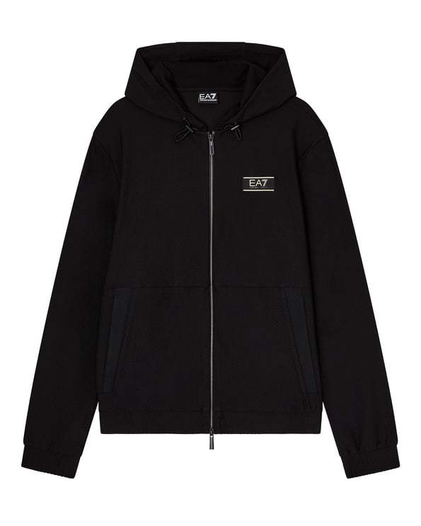 Emporio Armani Textured Technical Fabric Zip-Up Hoodie
