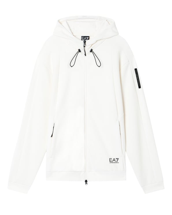 Emporio Armani Zip-Up Hoodie with Mesh Inserts and Logo Detail