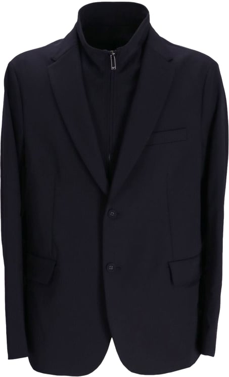 Emporio Armani Blue Navy High-neck Jacket Blue