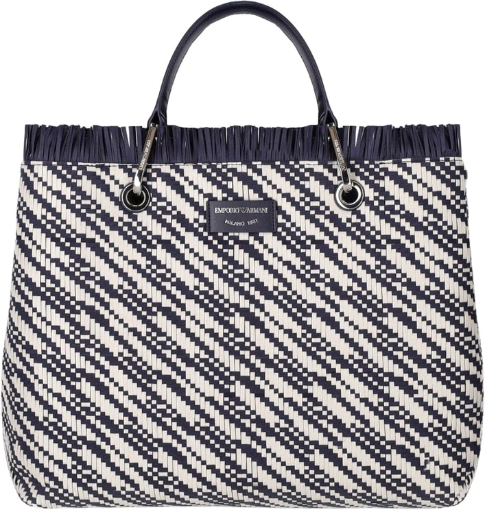 Emporio Armani EMPORIO ARMANI MYEA AND WHITE MEDIUM SHOPPING BAG