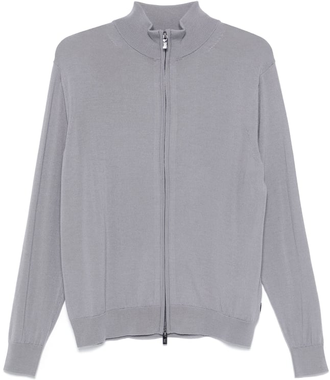 Emporio Armani Wool Full Zip Cardigan Grey