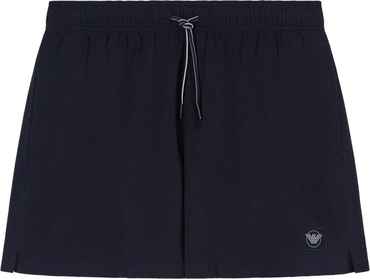 Emporio Armani Satin Label Patch Swimshort Chevron Blue