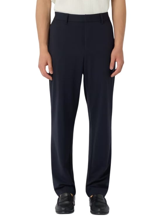Emporio Armani Waffle-Effect Woven Trousers With Tailored Structure