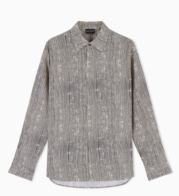 Emporio Armani All Over Print Lyocell Blend Shirt