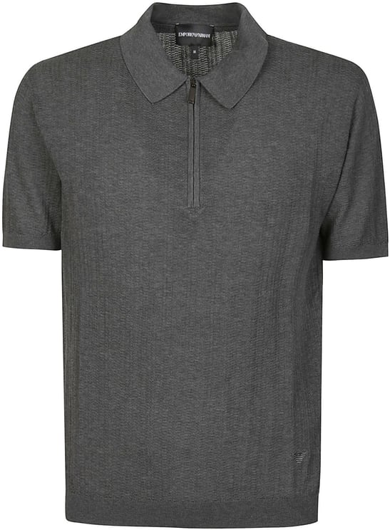 Emporio Armani Short Sleeve Half Zip Sweater Grey