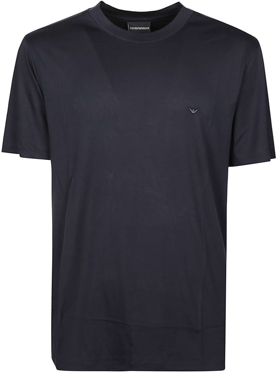 Emporio Armani Logo Embroidered T-shirt Blue