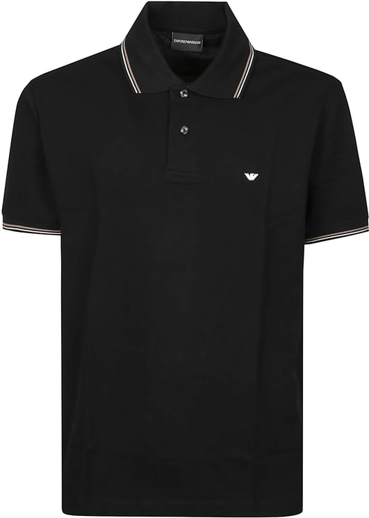 Emporio Armani Short Sleeve Micro Eagle Logo Slim Polo Shirt Black