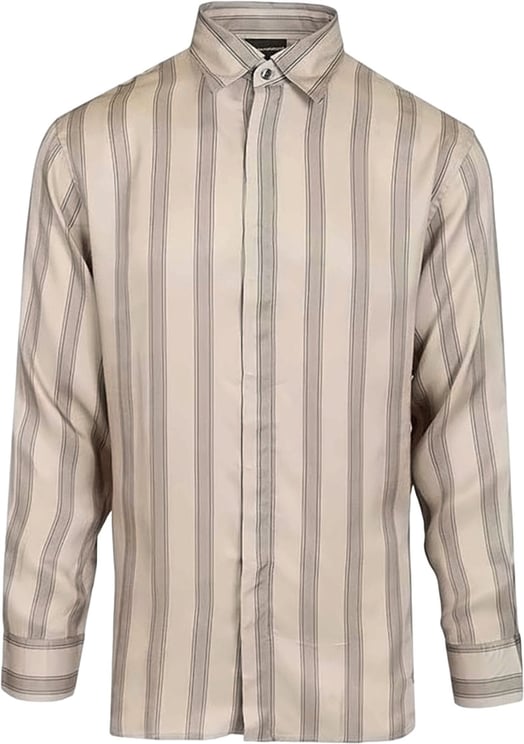 Emporio Armani Striped Flowing Viscose Classic Collar Shirt