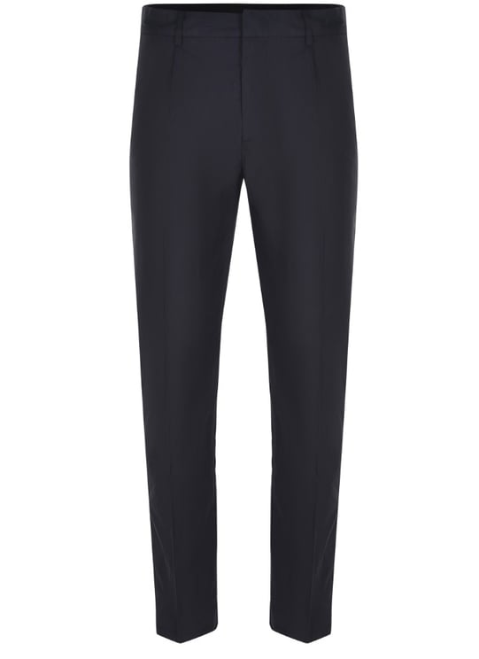 Emporio Armani Midnight Blue Cotton Trousers With Straight-Leg Silhouette