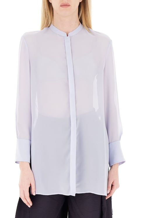 Emporio Armani Maxi Techno Georgette Long Sleeve Shirt