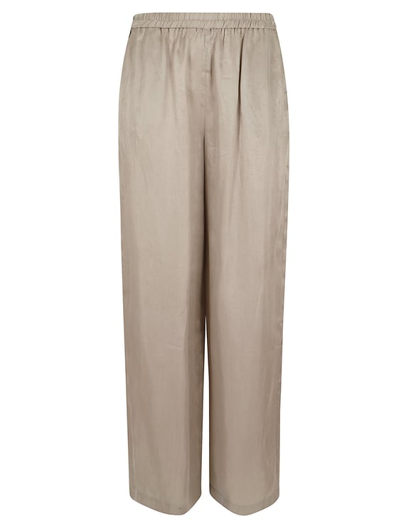 Emporio Armani Beige Wide-Leg Trousers with Relaxed Fit and Elastic Waistband
