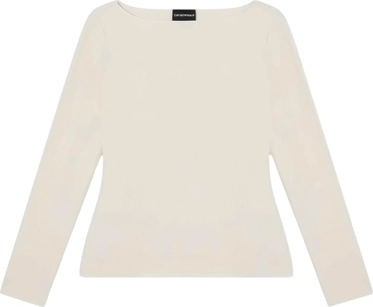 Emporio Armani Boat Neck Stretch Jersey Textured Sweater