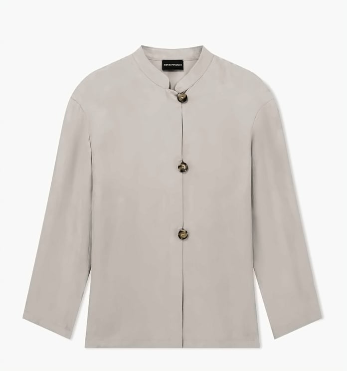 Emporio Armani Guru Collar Washed Fluid Lyocell Shirt