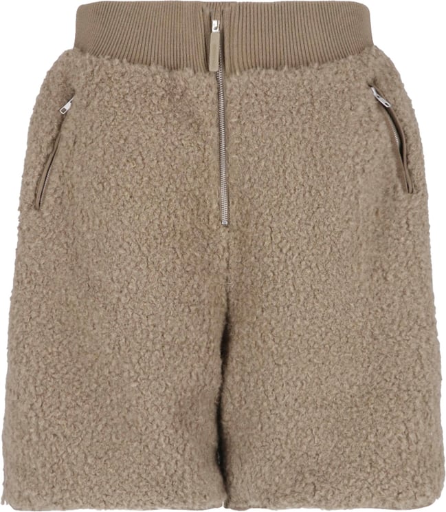 Entire Studios Beige Teddy Fleece Zippered Shorts