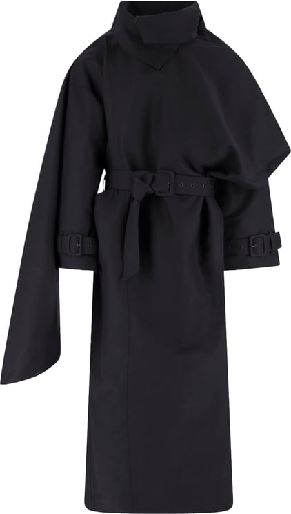 Entire Studios Black Asymmetrical Cape Overlay Jacket