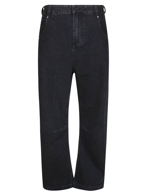 Entire Studios Cropped Dark Wash Wide-Leg Jeans
