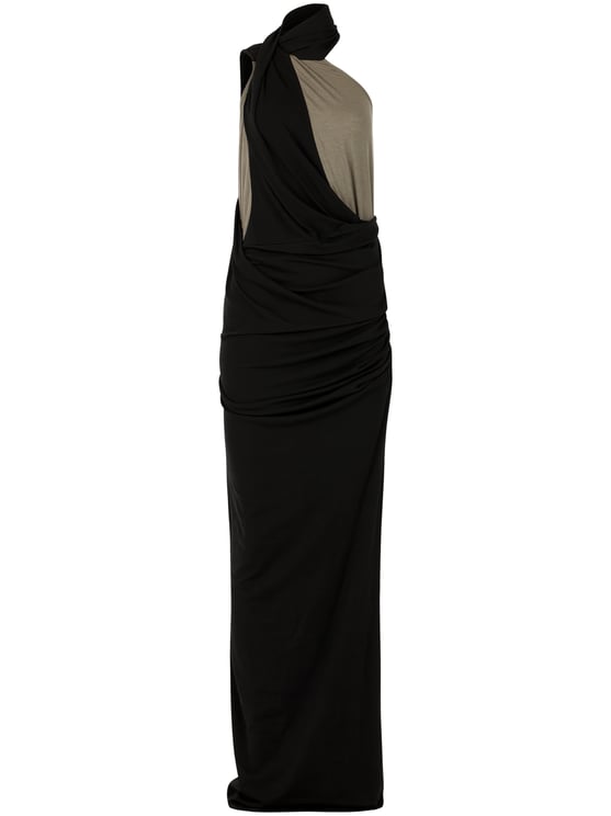 Entire Studios Draped Two-Tone Maxi Dress with Asymmetrical Layers