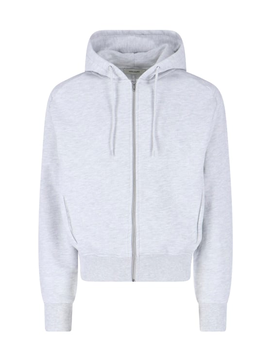 Entire Studios Grey Cotton Zip-Up Drawstring Hoodie