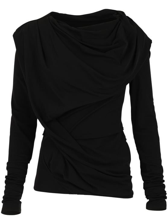 Entire Studios Twisted Draped Black Long-Sleeve Top
