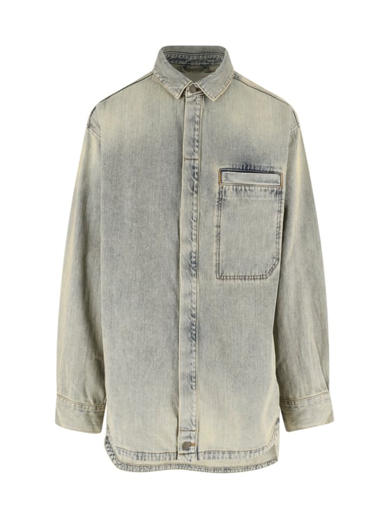Entire Studios Grey Relaxed Washed Denim Shirt