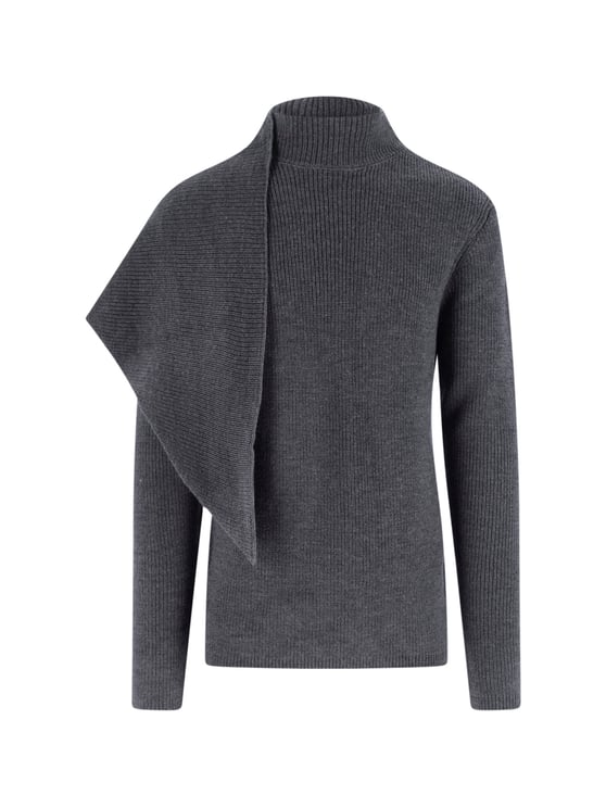 Entire Studios Black Asymmetrical Ribbed Knit Top