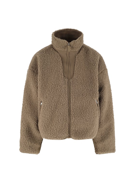 Entire Studios Taupe Cropped Plush Teddy Jacket