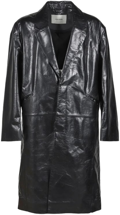 Entire Studios Single Breasted Leather Coat Black Leather