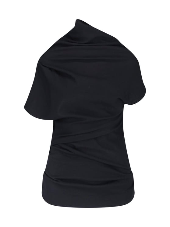 Entire Studios Black Asymmetrical Draped Draped Top