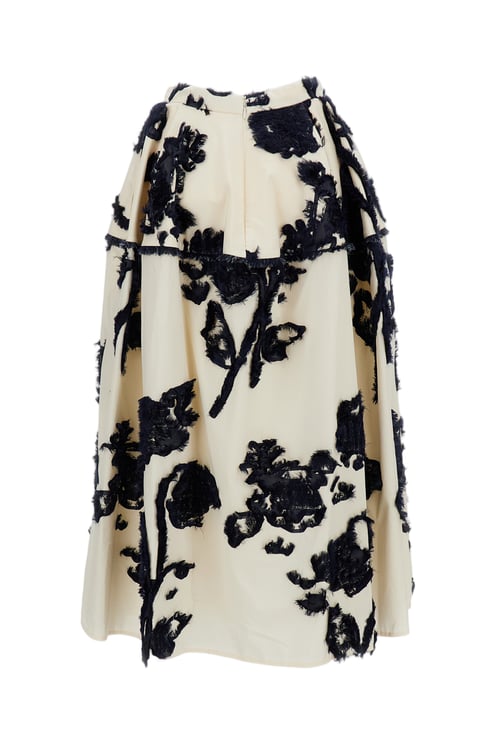 Erdem Voluminous Midi Skirt with Fil Coupé Jacquard Motif