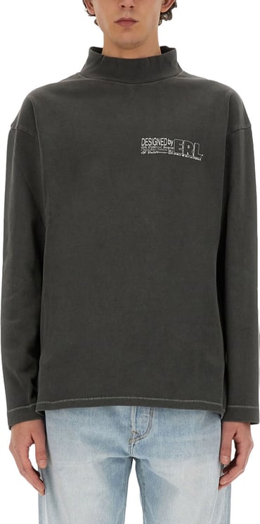 ERL Print T-Shirt With High Neckline And Long Sleeves