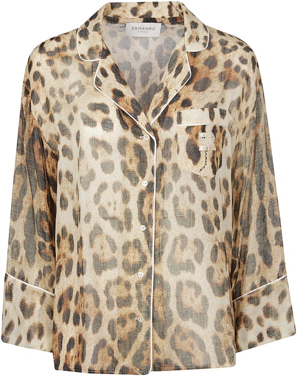 Ermanno Firenze Long Sleeve Pajama Shirt Nude
