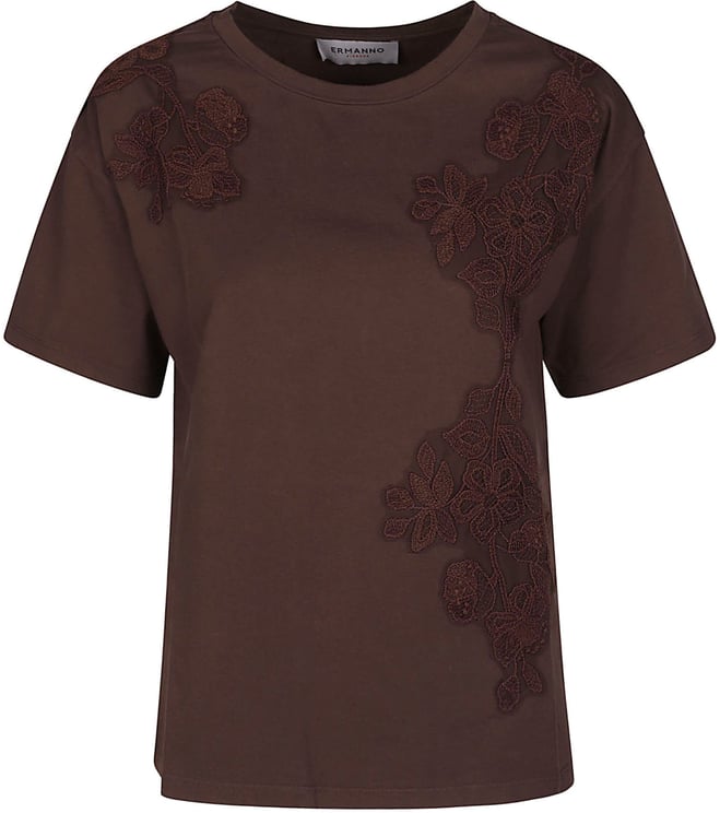Ermanno Firenze Round Neck T-shirt Brown