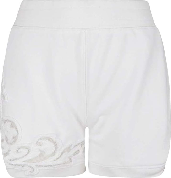 Ermanno Scervino Relaxed Fit White Shorts With Intricate Embroidery