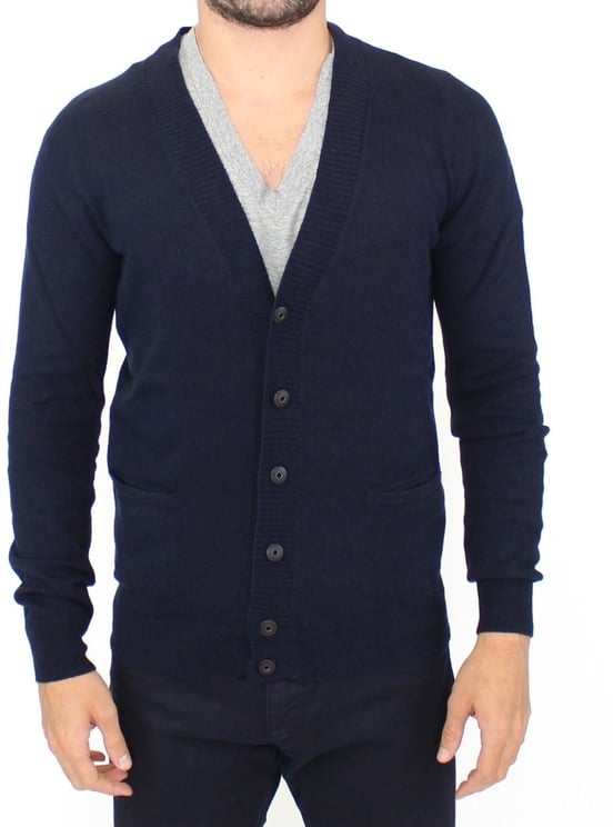 Ermanno Scervino Ermanno Scervino Blue Wool Cashmere Cardigan Pullover Sweater