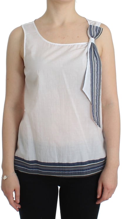 Ermanno Scervino Ermanno Scervino White Blue Top Blouse Tank Shirt Sleeveless