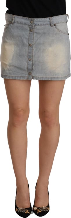 Ermanno Scervino Ermanno Scervino Light Blue Mid Waist Denim Mini Cotton Skirt